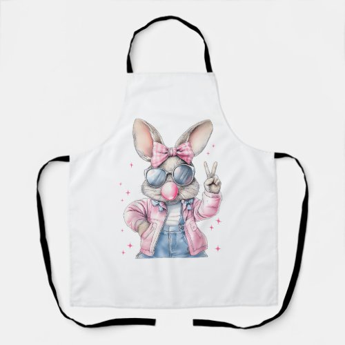 Cute Easter Day Bunny Blowing Bubble Rabbit Women  Apron