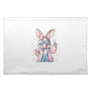 Cute Easter Day Bunny Blowing Bubble Rabbit Women  Cloth Placemat