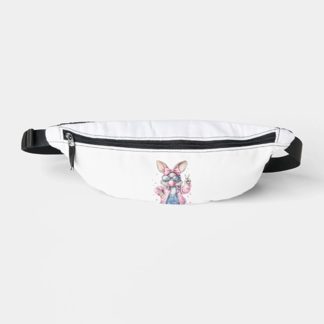 Cute Easter Day Bunny Blowing Bubble Rabbit Women  Fanny Pack (Front)