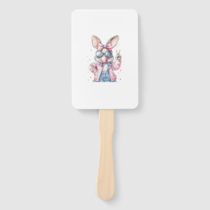 Cute Easter Day Bunny Blowing Bubble Rabbit Women  Hand Fan