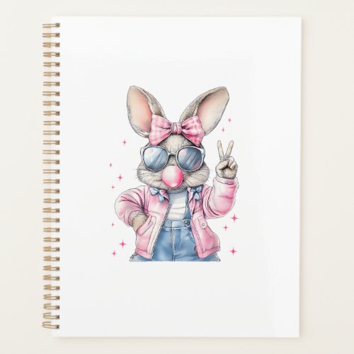 Cute Easter Day Bunny Blowing Bubble Rabbit Women  Planner