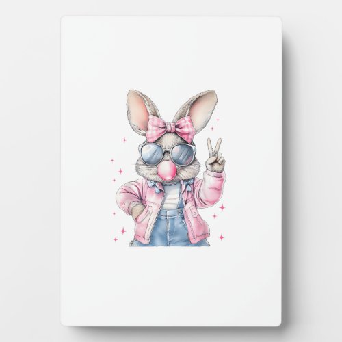 Cute Easter Day Bunny Blowing Bubble Rabbit Women  Plaque