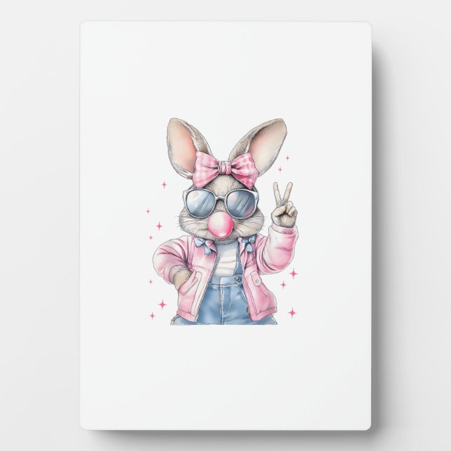 Cute Easter Day Bunny Blowing Bubble Rabbit Women  Plaque (Front)
