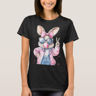 Cute easter day bunny blowing bubble rabbit womenC T-Shirt