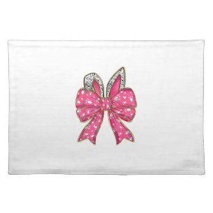 Cute Easter Day Coquette Bow Bunny Rabbit Womens G Cloth Placemat