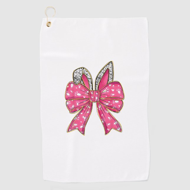 Cute Easter Day Coquette Bow Bunny Rabbit Womens G Golf Towel (Front)
