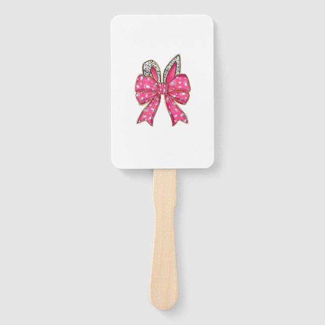 Cute Easter Day Coquette Bow Bunny Rabbit Womens G Hand Fan (Front)