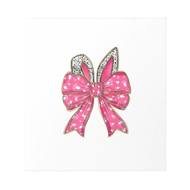 Cute Easter Day Coquette Bow Bunny Rabbit Womens G Notepad (Front)