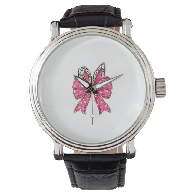 Cute Easter Day Coquette Bow Bunny Rabbit Womens G Watch (Front)
