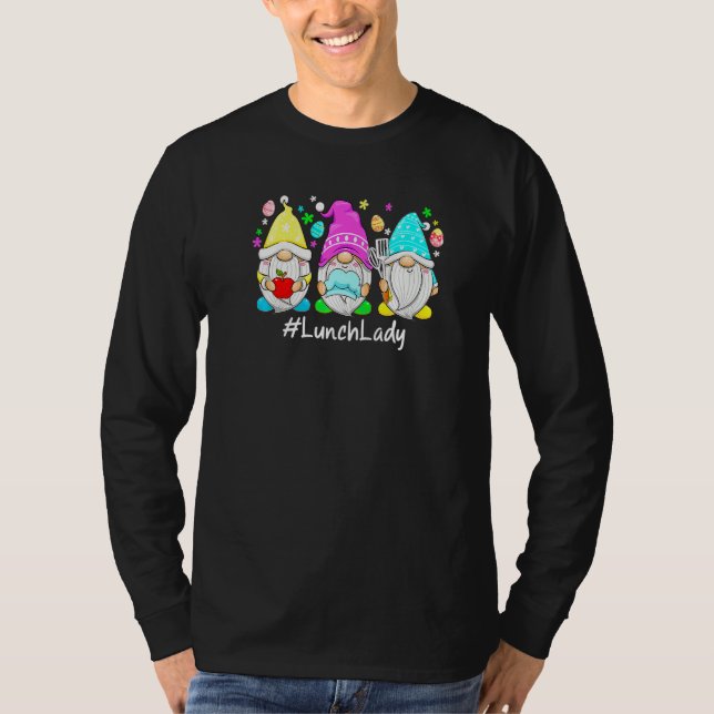 Cute Easter Day Gnome Love Lunch Lady Women Matchi T-Shirt (Front)