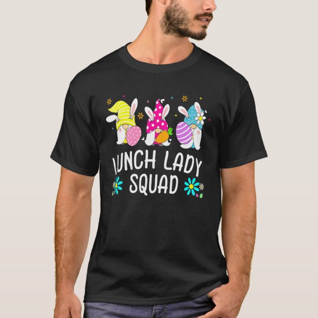 Cute Easter Day Gnome Love Lunch Lady Women Matchi T-Shirt (Front)