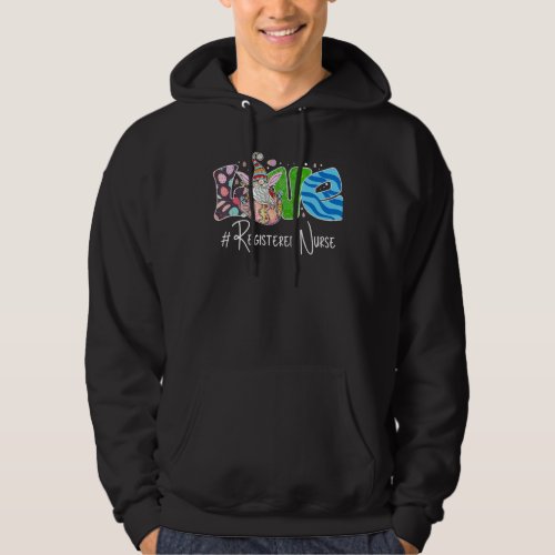 Cute Easter Day Nursing Gnome Bunny Love Registere Hoodie