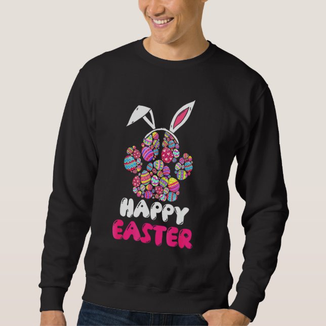 Cute Easter Day Paw Bunny Dog Cat Mom Dad Pet 1 Sweatshirt (Front)