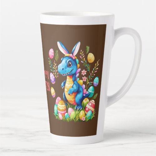 Cute Easter Dinosaur wearing bunny ears Latte mug