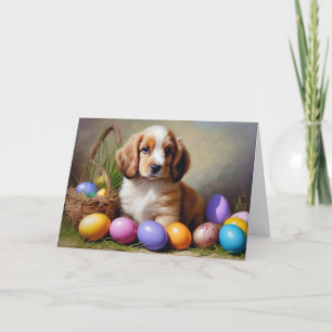 Cute Easter dog Folded Holiday Card