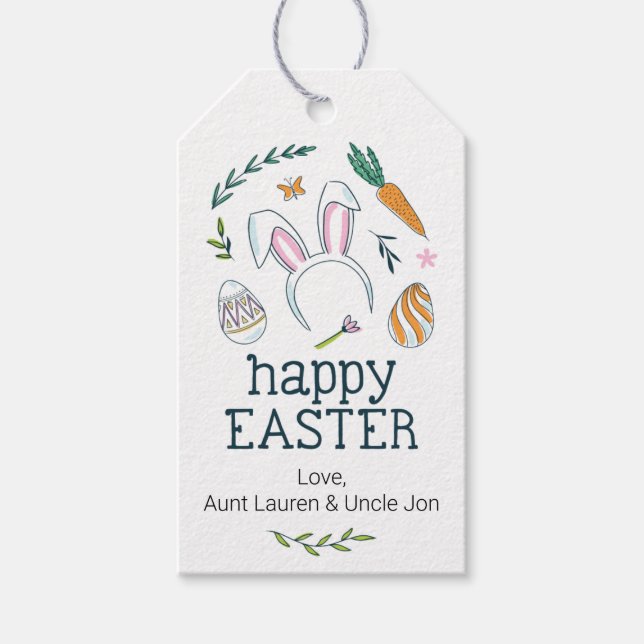 Cute Easter Doodles Gift Tags (Front)