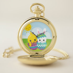 Cute easter duo pocket watch