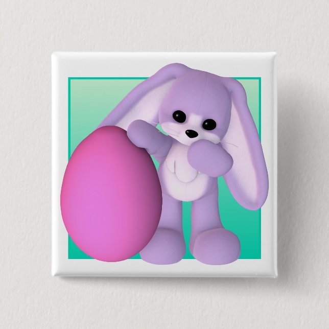 Cute Easter Egg Bunny Button (Front)