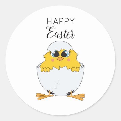 Cute Easter Egg  Chick Happy Easter Classic Round Sticker