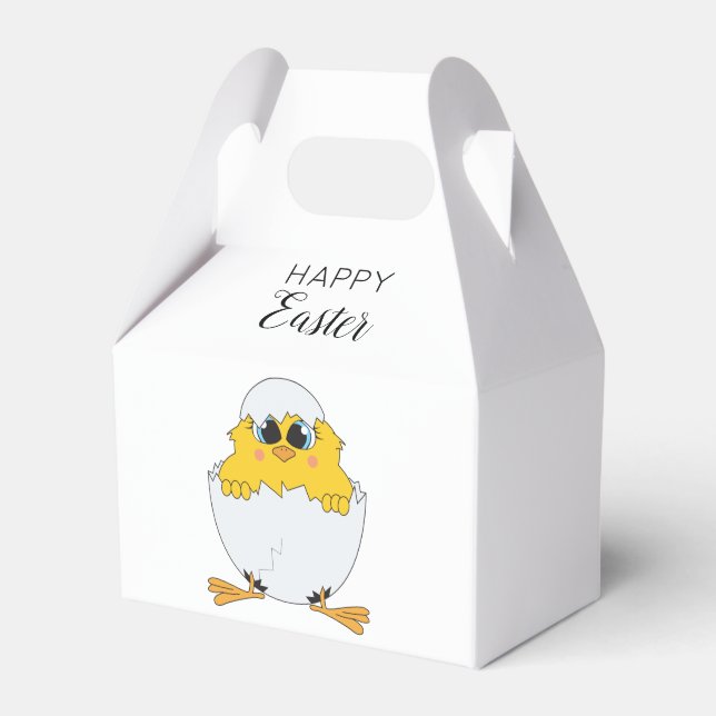 Cute Easter Egg & Chick Happy Easter Favor Boxes (Front Side)