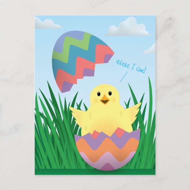 Cute Easter Egg Chick Hatch Postcard (Front)