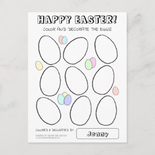 Cute Easter Egg Coloring Greeting Card for Kids