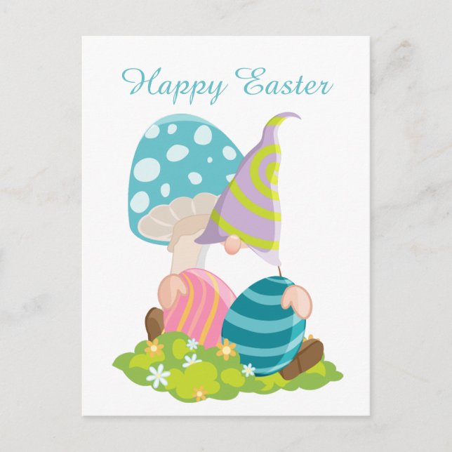 Cute Easter egg gnome Holiday Postcard (Front)