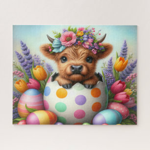 Cute Easter Egg Highland Cow Jigsaw Puzzle