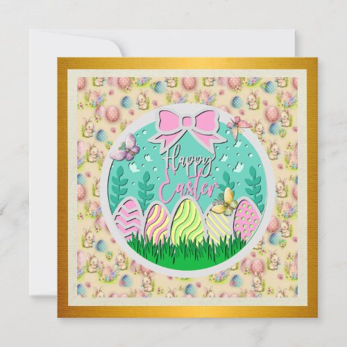 Cute Easter Egg Hunt and Colorful Butterflies Invitation