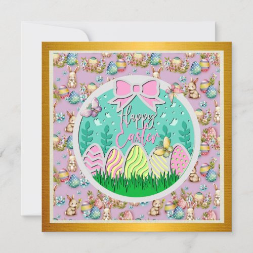 Cute Easter Egg Hunt and Colorful Butterflies Invitation