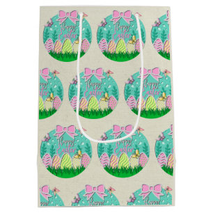 Cute Easter Egg Hunt and Colorful Butterflies Medium Gift Bag