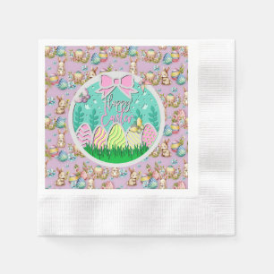 Cute Easter Egg Hunt and Colorful Butterflies Napkins
