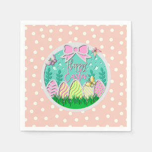 Cute Easter Egg Hunt and Colorful Butterflies Napkins