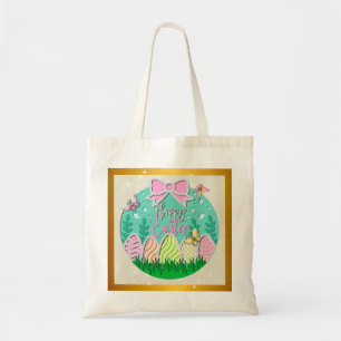 Cute Easter Egg Hunt and Colorful Butterflies Tote Bag
