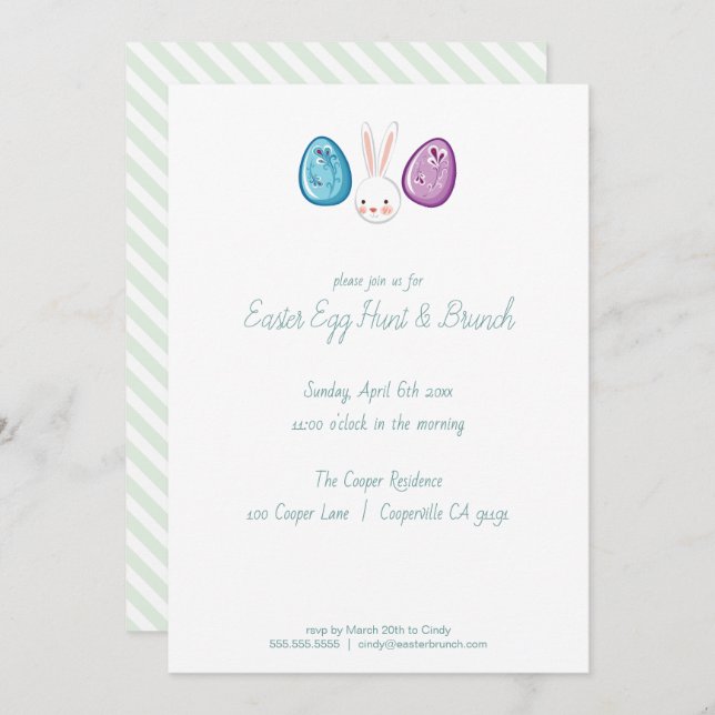 Cute Easter Egg Hunt & Brunch Invitation (Front/Back)
