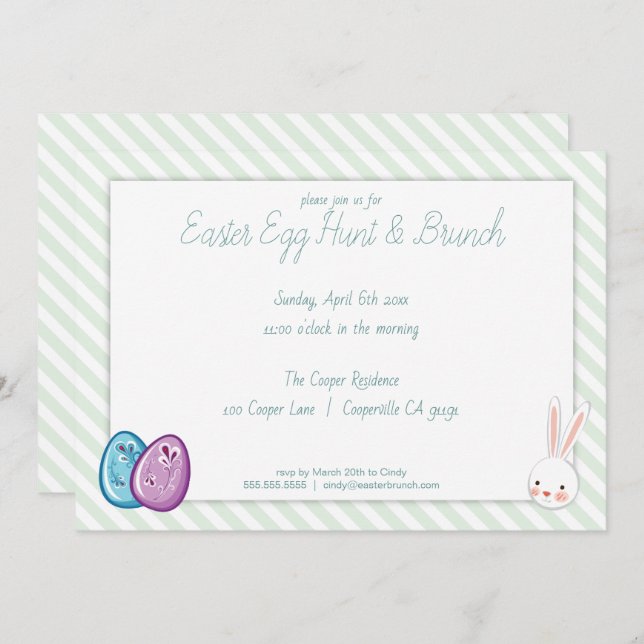 Cute Easter Egg Hunt & Brunch Invitation (Front/Back)