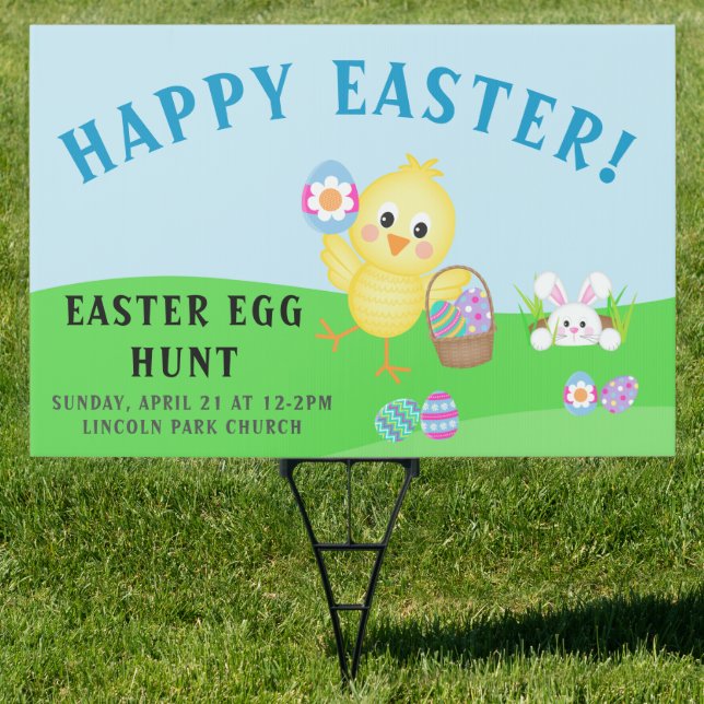 Cute Easter Egg Hunt Lawn Yard Sign (Insitu)