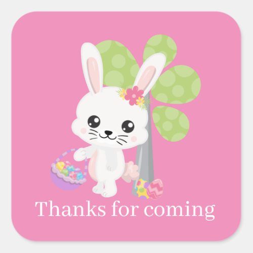 Cute Easter egg hunt party thank you Square Sticker