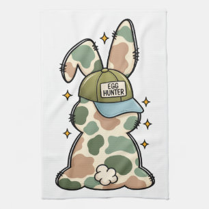 Cute Easter Egg Hunter Bunny – Funny Camouflage Ra Kitchen Towel