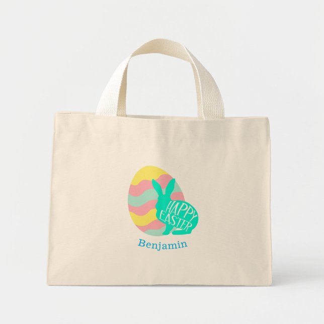Cute Easter Egg Hunter Bunny  Mini Tote Bag (Front)