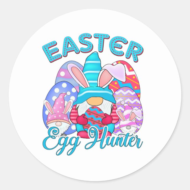 cute Easter egg hunter party kids Classic Round Sticker (Front)