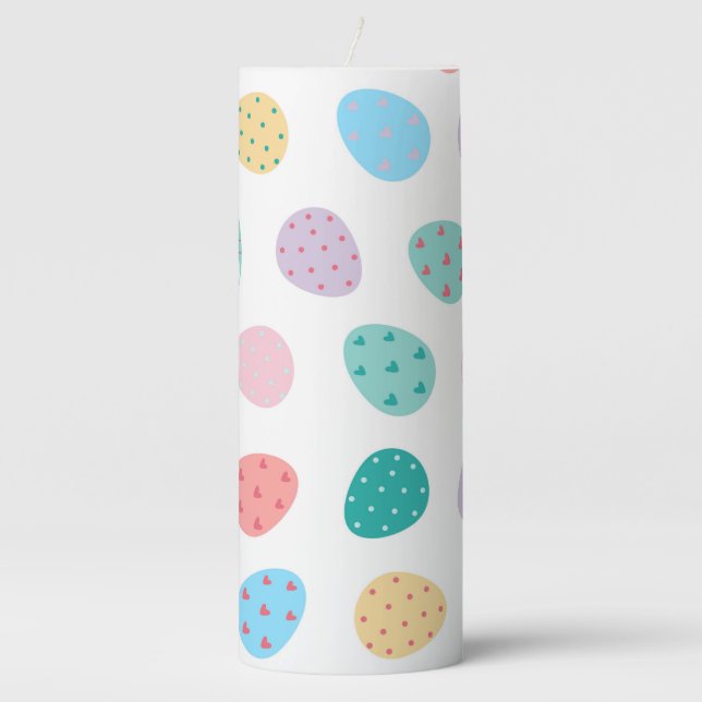 Cute Easter Egg, Men Women Kids, Easter Holiday Pillar Candle (Front)