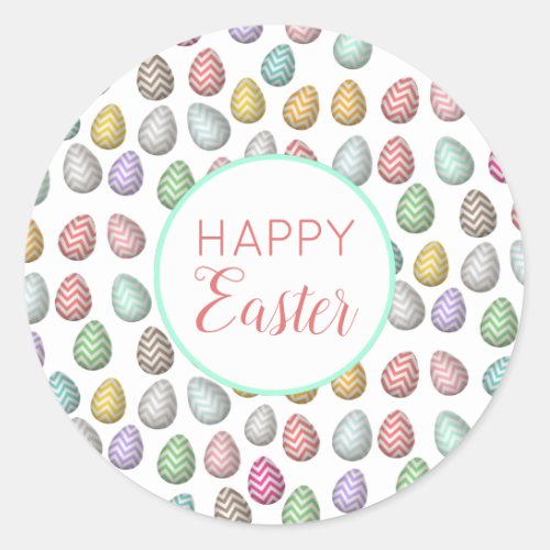Cute Easter Egg Pattern Pastel Colors Classic Round Sticker