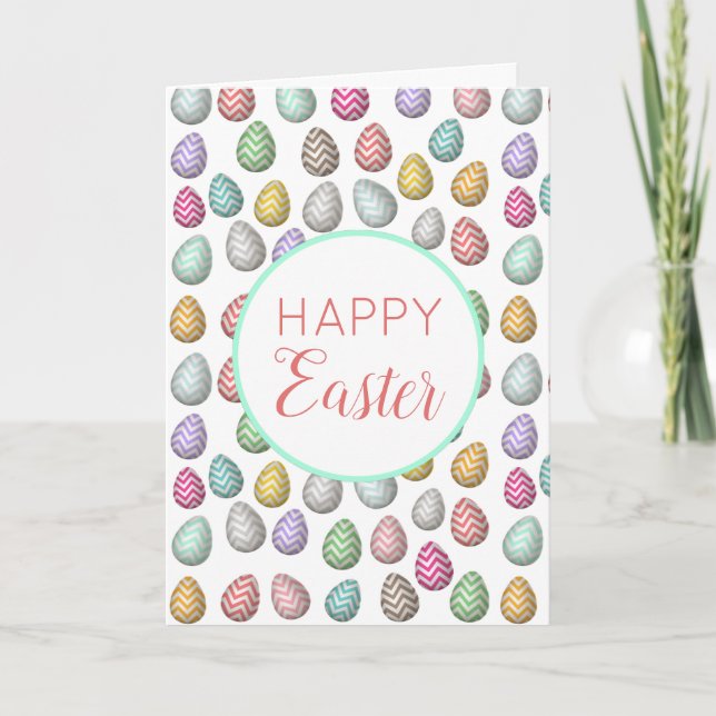 Cute Easter Egg Pattern Pastel Colors Easter Holiday Card (Front)