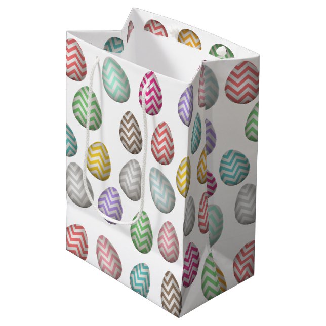 Cute Easter Egg Pattern Pastel Colors Medium Gift Bag (Front Angled)