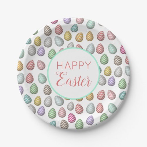 Cute Easter Egg Pattern Pastel Colors  Paper Plates