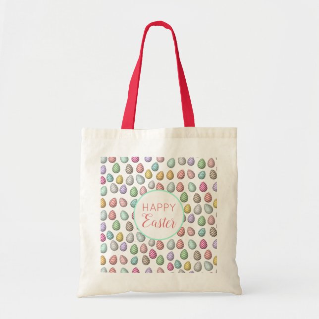 Cute Easter Egg Pattern Pastel Colors  Tote Bag (Front)