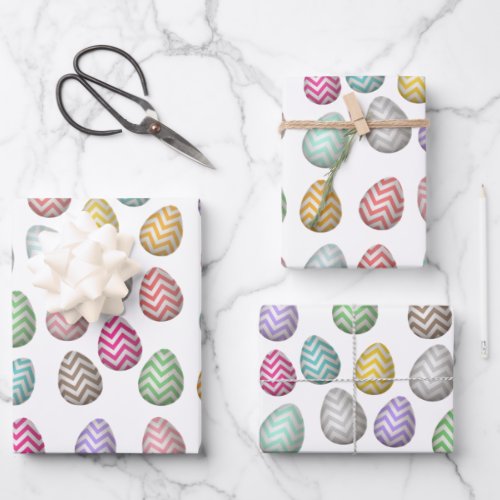 Cute Easter Egg Pattern Pastel Colors Wrapping Paper Sheets