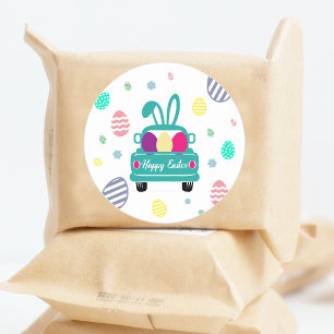 Cute Easter eggs and bunny ears Classic Round Sticker