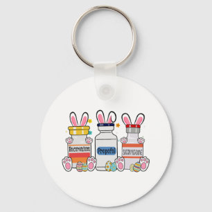 Cute Easter Eggs Bunny Ears Happy Easter Day ICU Keychain